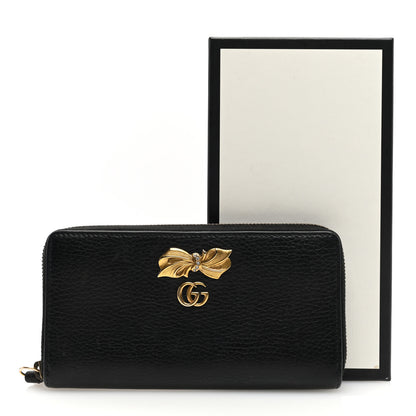 Gucci Calfskin GG Marmont Bow Zip Around Wallet Black 8 of 8