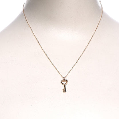 Tiffany 18K Rose Gold Mini Heart Key Pendant Necklace 9 of 14