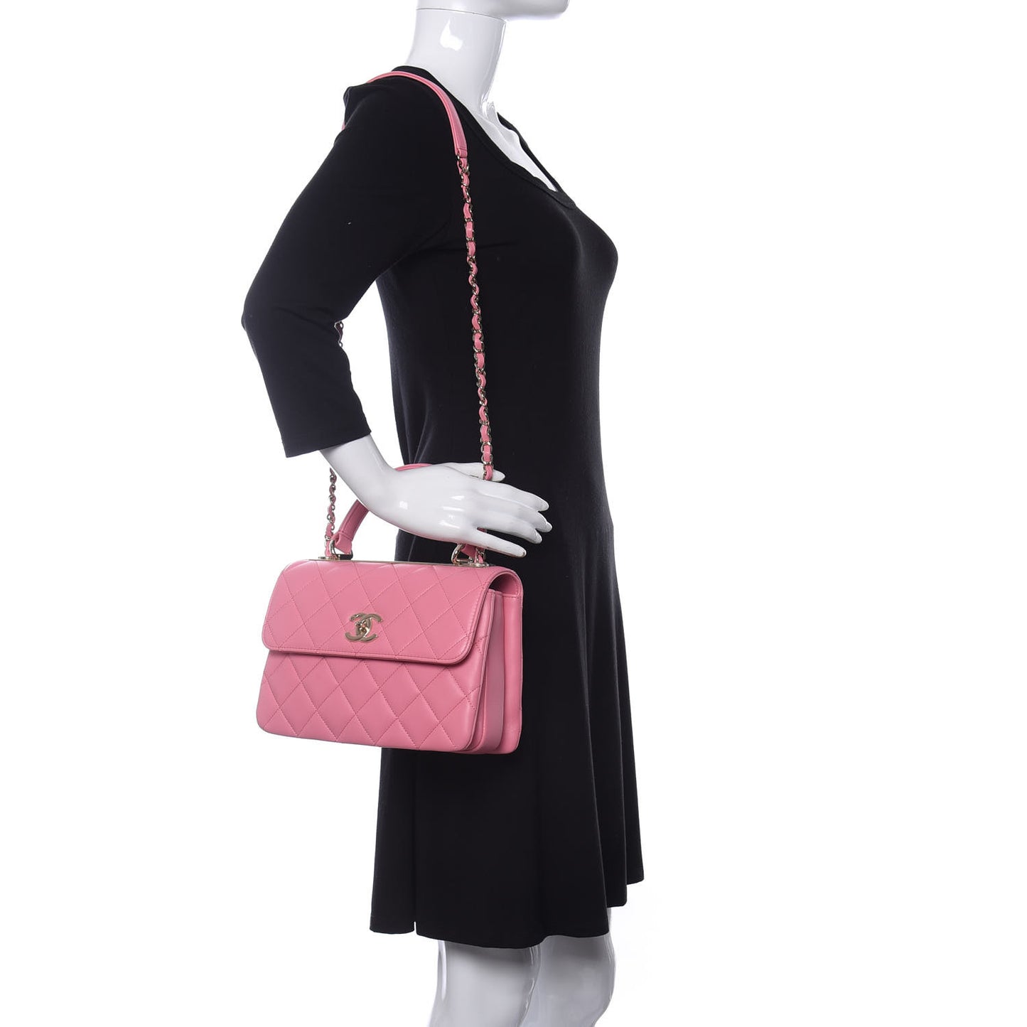 Lambskin Quilted Small Trendy CC Flap Dual Handle Bag Light Pink
