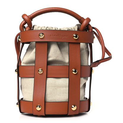 Salvatore Ferragamo Calfskin Cage Bag Brown 1 of 10
