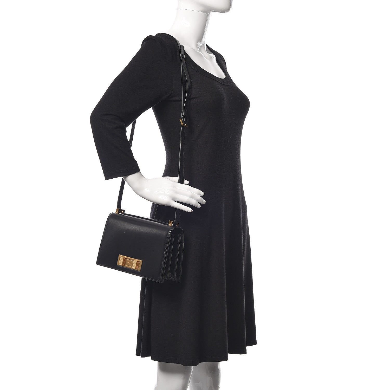 Saint Laurent Smooth Calfskin Medium Domino Shoulder Bag Black 2 of 10