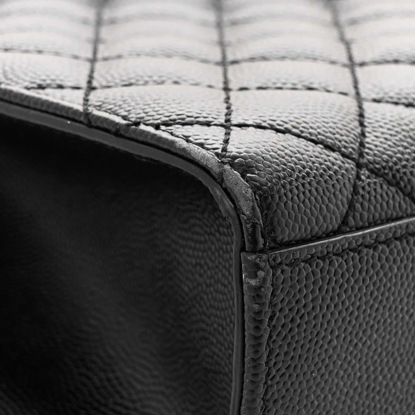 Grain De Poudre Textured Mixed Matelasse Large Triquilt Monogram Satchel Black
