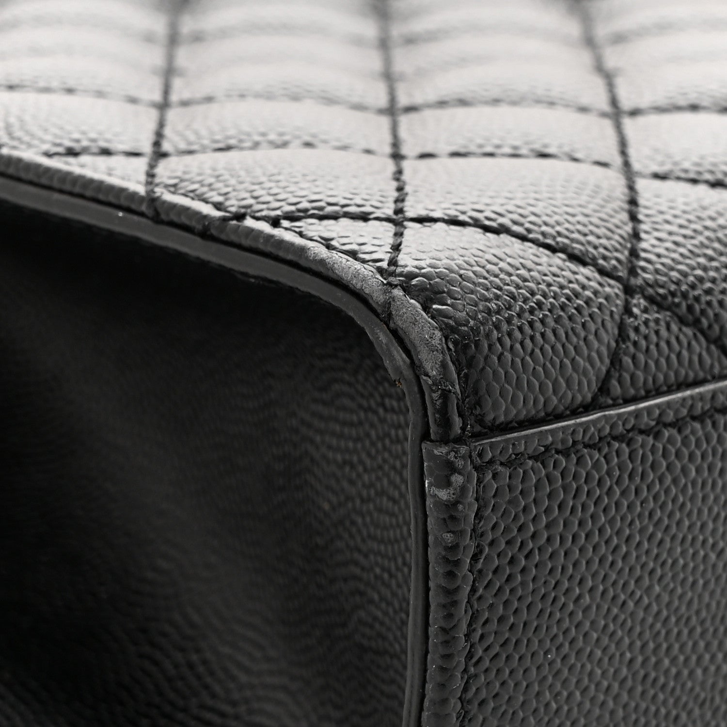 Saint Laurent Grain De Poudre Textured Mixed Matelasse Large Triquilt Monogram Satchel Black 11 of 15