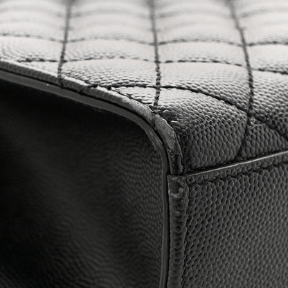 Saint Laurent Grain De Poudre Textured Mixed Matelasse Large Triquilt Monogram Satchel Black 11 of 15