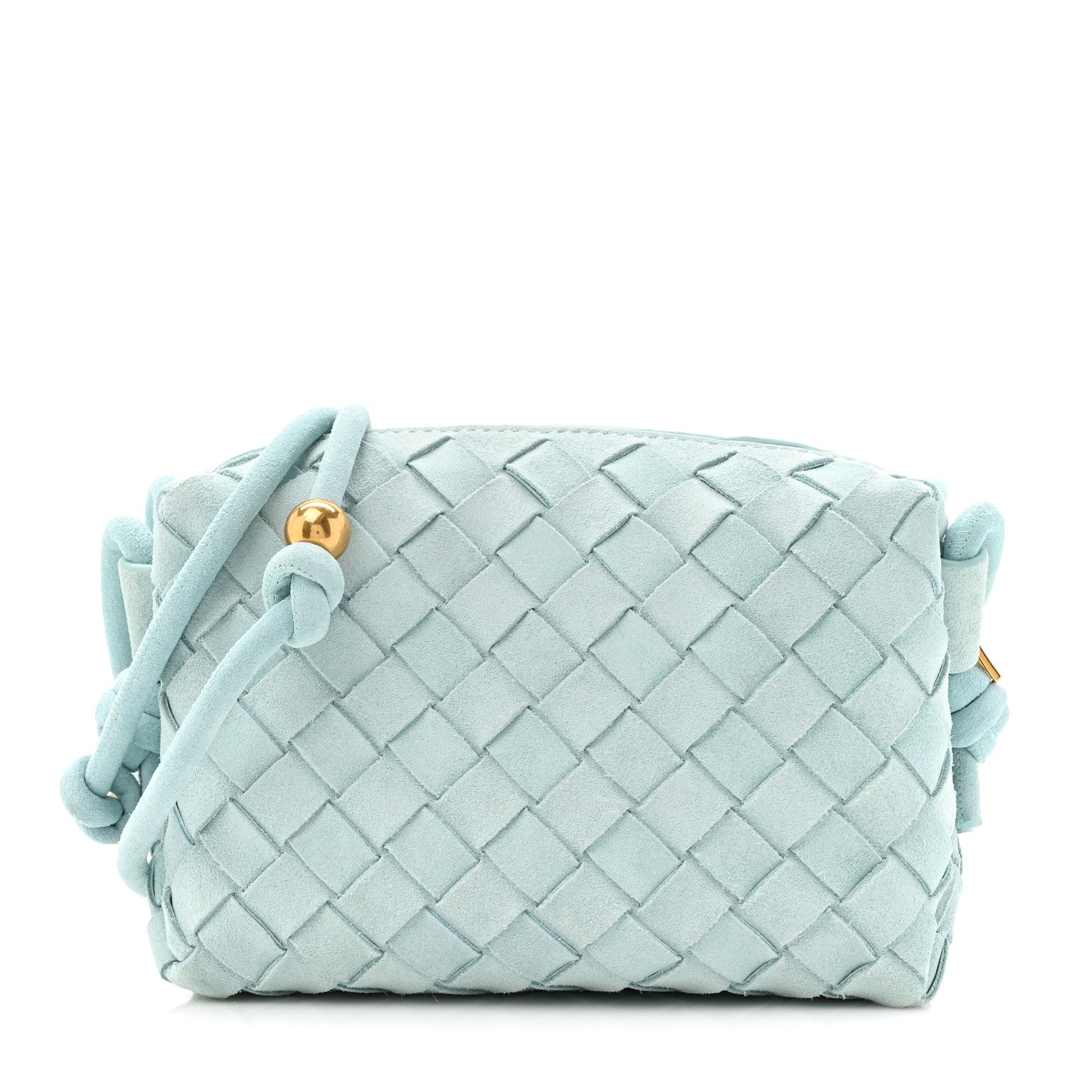 Bottega Veneta Suede Intrecciato Loop Camera Bag Teal 1 of 9