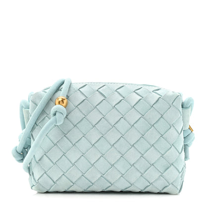 Bottega Veneta Suede Intrecciato Loop Camera Bag Teal 1 of 9