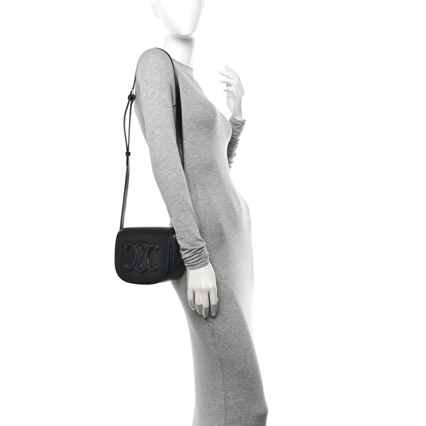 Smooth Calfskin Cuir Triomphe Folco Crossbody Bag Black