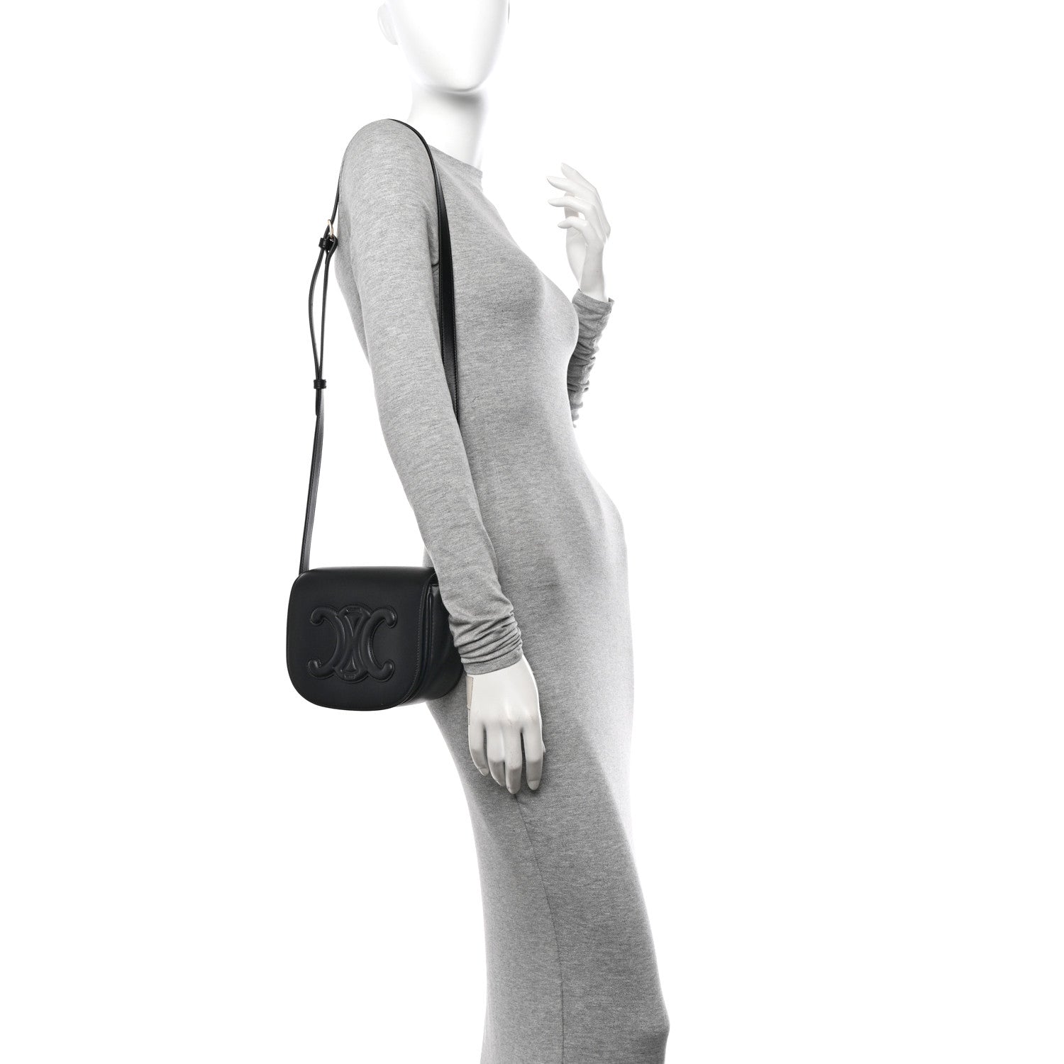 Celine Smooth Calfskin Cuir Triomphe Folco Crossbody Bag Black 2 of 12