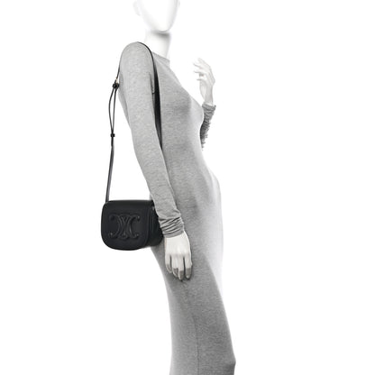 Celine Smooth Calfskin Cuir Triomphe Folco Crossbody Bag Black 2 of 12