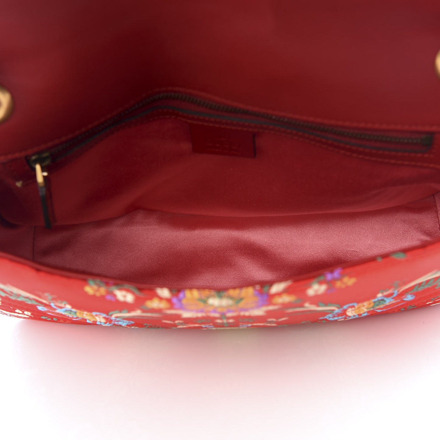 Jacquard Matelasse Floral Medium GG Marmont Shoulder Bag Red