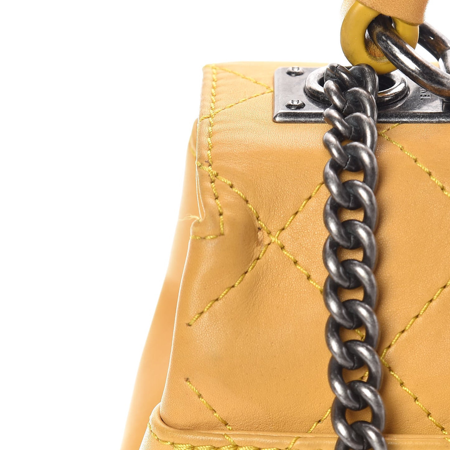 Calfskin Stitched Urban Luxury Top Handle Bag Yellow