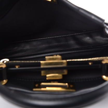 Fendi Vitello Seta Shiny Nappa Medium Peekaboo Iconic Satchel Black 6 of 14