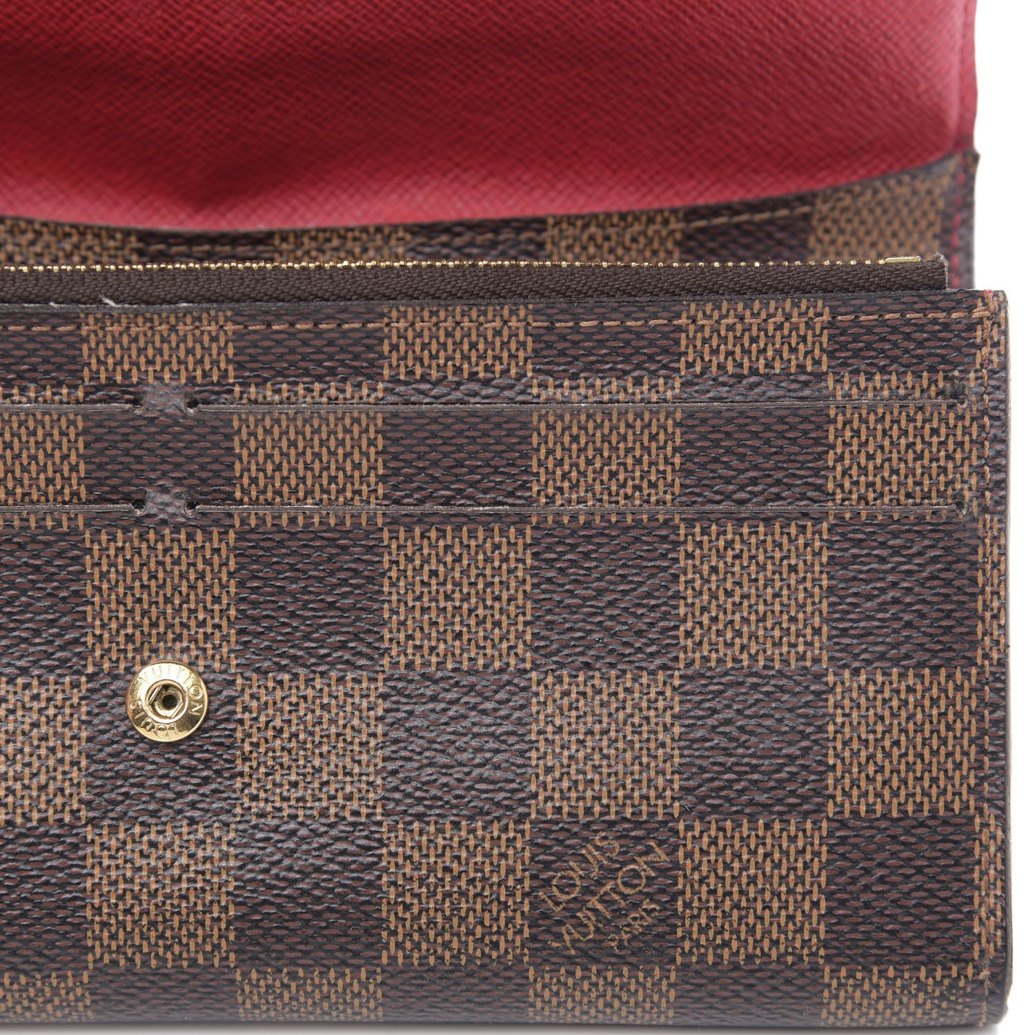 Louis Vuitton Damier Ebene Emilie Wallet Red 7 of 14