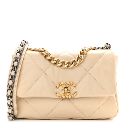 Chanel Goatskin Quilted Medium Chanel 19 Flap Beige 1 of 9