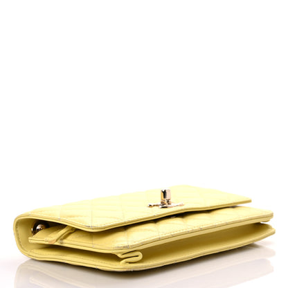 Chanel Lambskin Quilted Trendy CC Wallet On Chain WOC Yellow 4 of 24