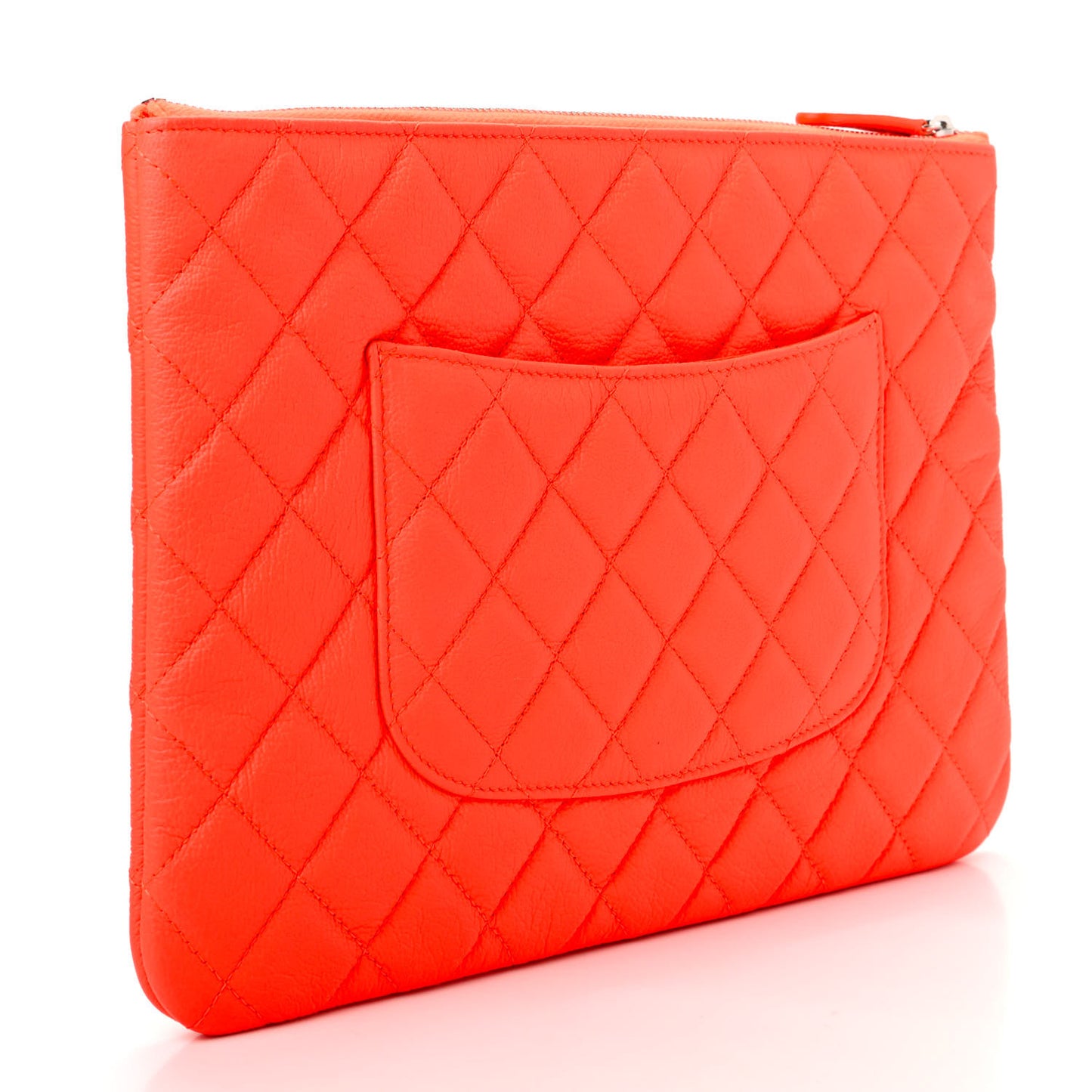 Goatskin Quilted Large Reissue Cosmetic Case Orange