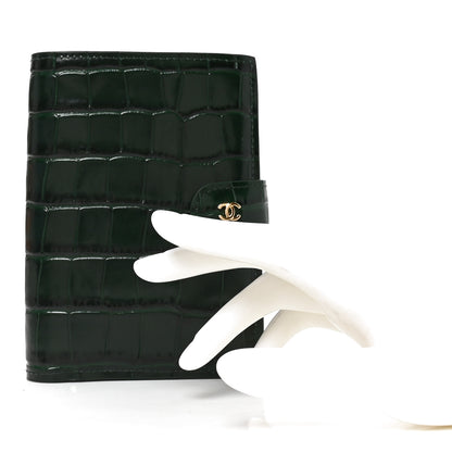 Chanel Calfskin Crocodile Embossed Crococo Passport Holder Emerald 2 of 7