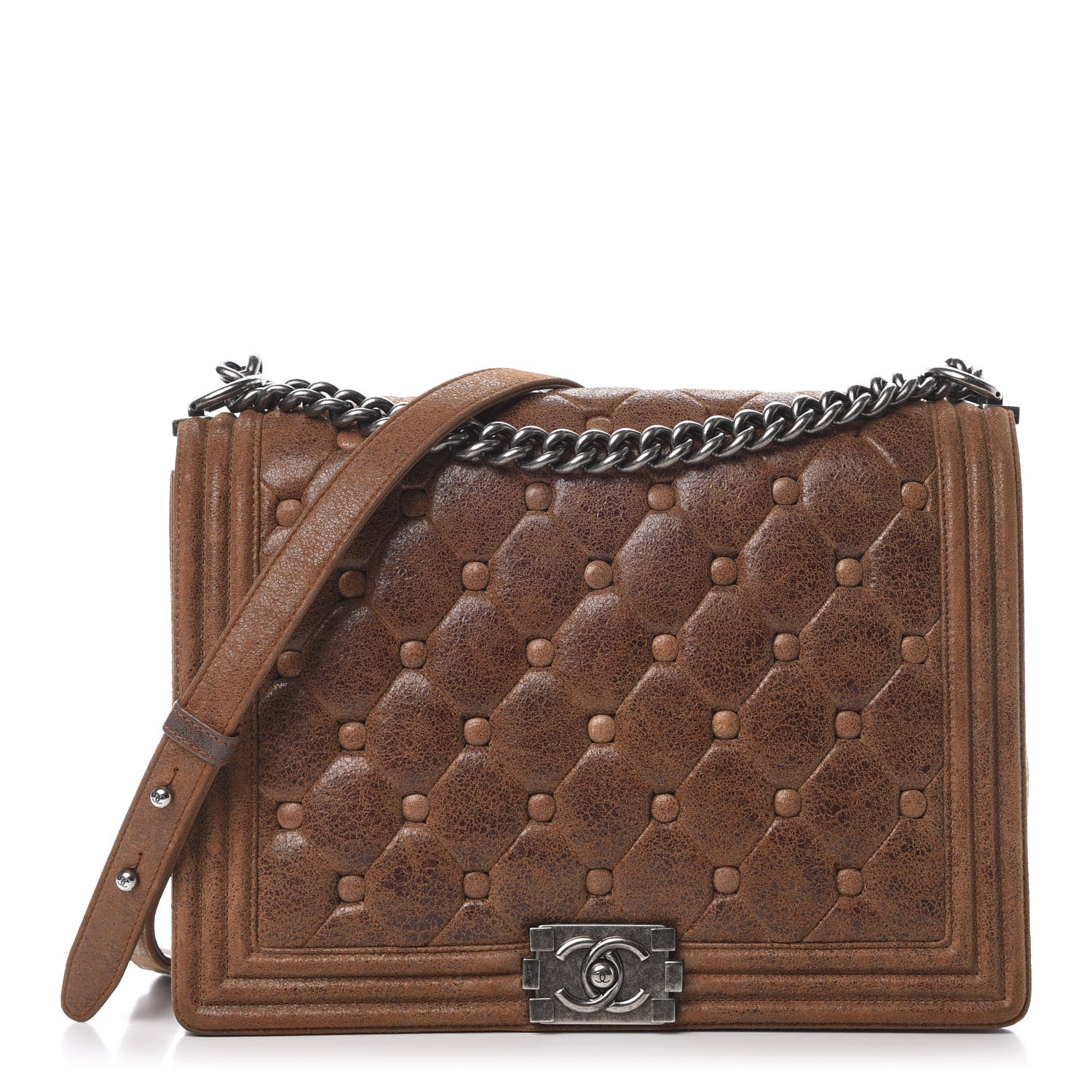 Chanel Nubuck Chesterfield Quilted Large Celtic Boy Flap Brown 1 of 14