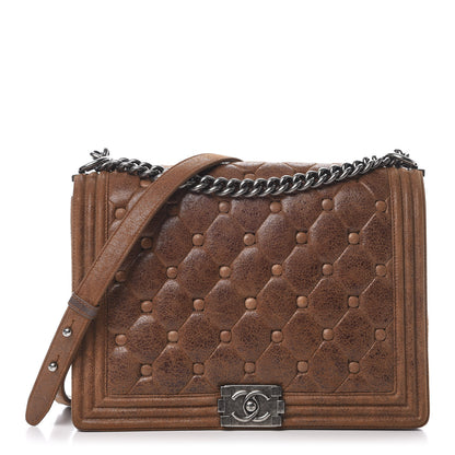 Chanel Nubuck Chesterfield Quilted Large Celtic Boy Flap Brown 1 of 14