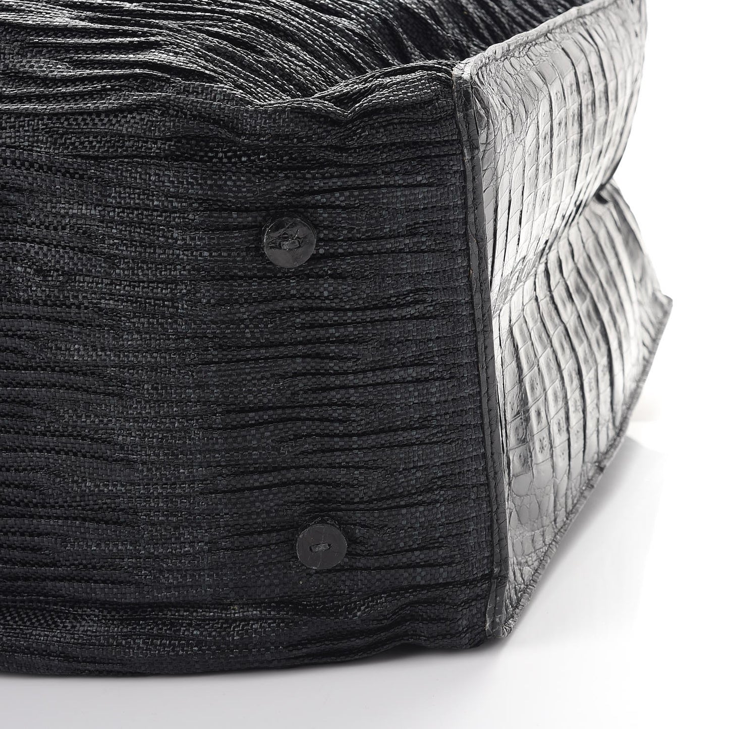 Straw Crocodile Shopping Tote Black