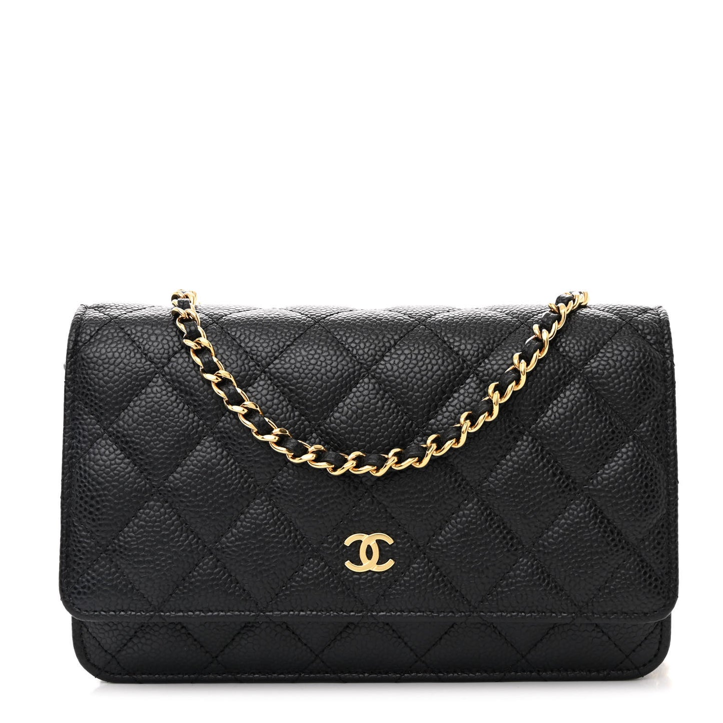 Caviar Quilted Wallet on Chain WOC Black