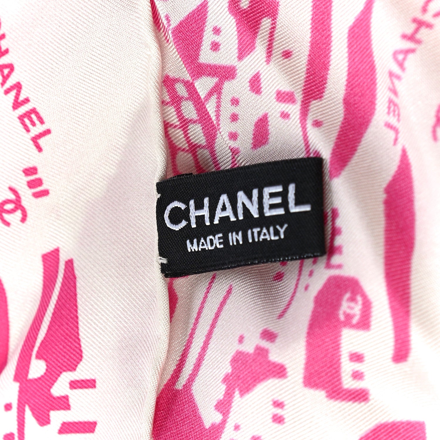 Chanel Silk Twill Hair Scarf Pink Ecru 4 of 7