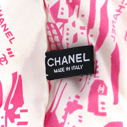Chanel Silk Twill Hair Scarf Pink Ecru 4 of 7
