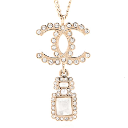 Chanel Crystal Pearl CC Necklace Pearly White Gold 5 of 6