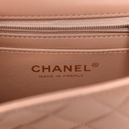 Chanel Lambskin Quilted Mini Top Handle Rectangular Flap Beige 6 of 9
