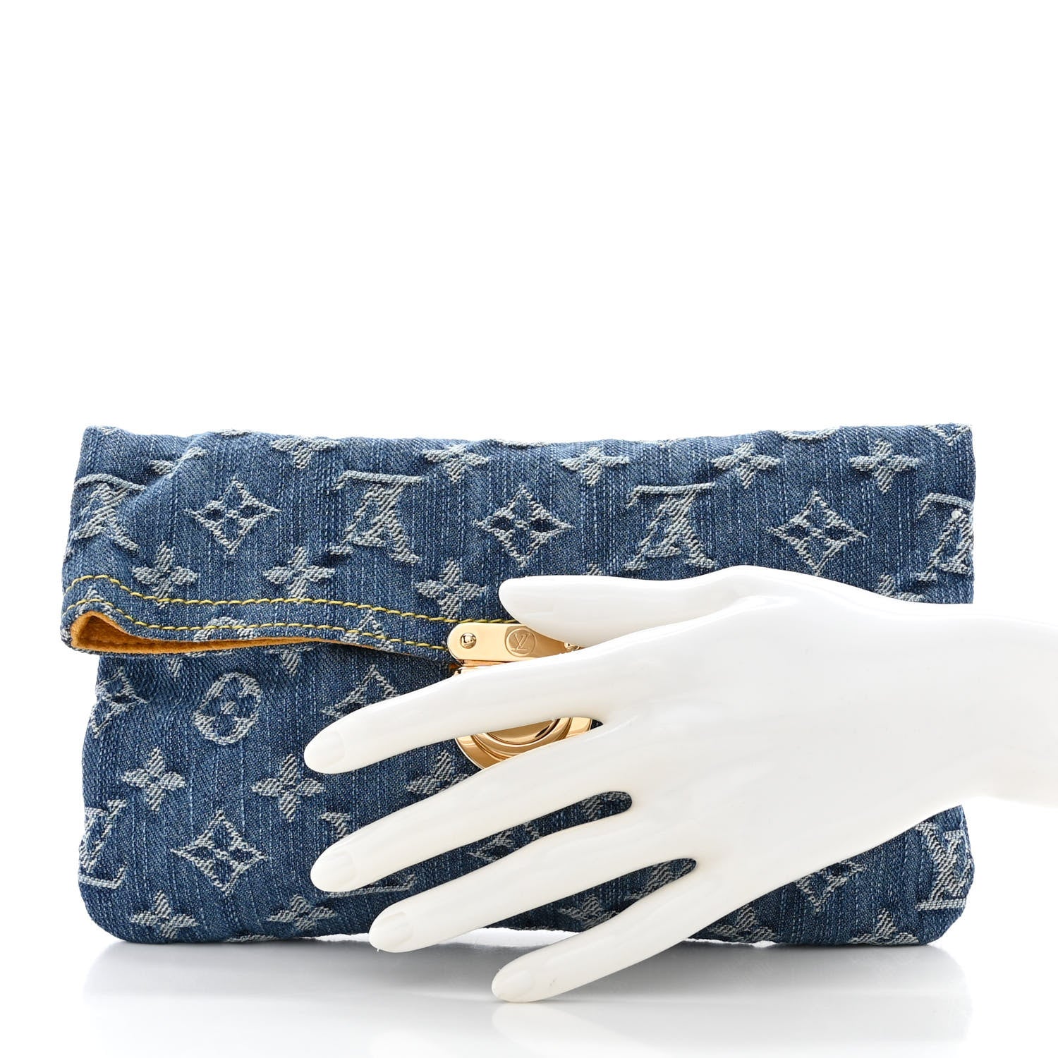 Louis Vuitton Monogram Denim Pochette Plat Clutch Blue 2 of 11