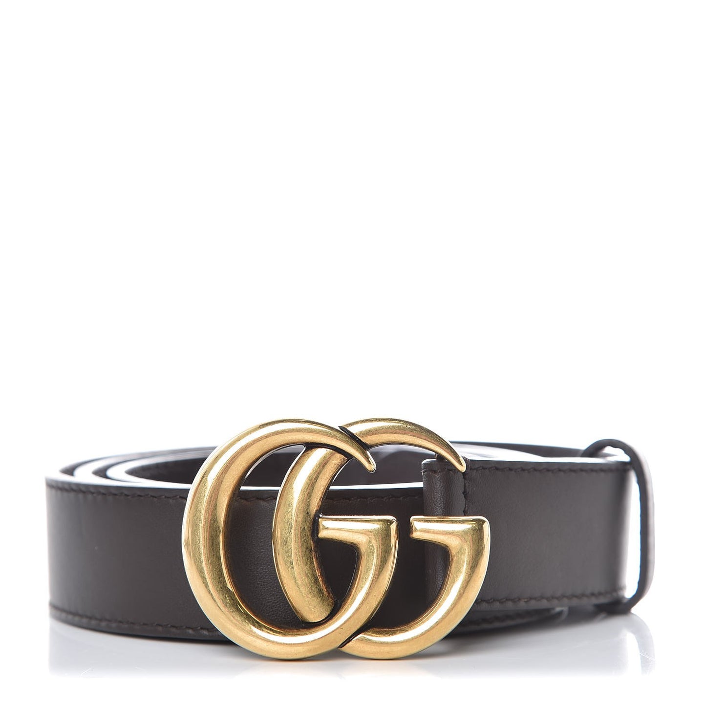Moon Calfskin Double G 30mm Belt 95 38 Dark Cocoa