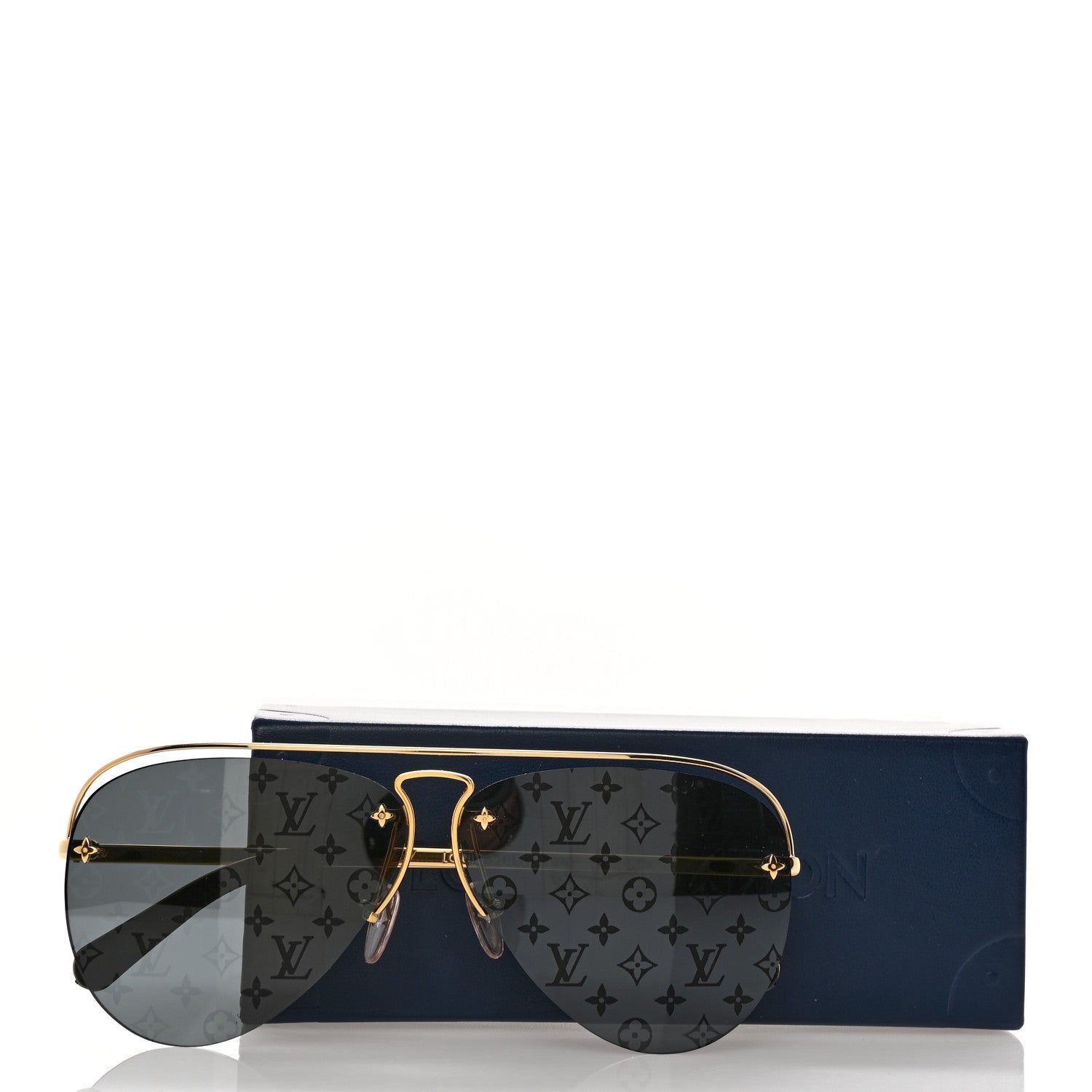 Louis Vuitton Metal Monogram Grease Sunglasses Z1172E Gold 1319829