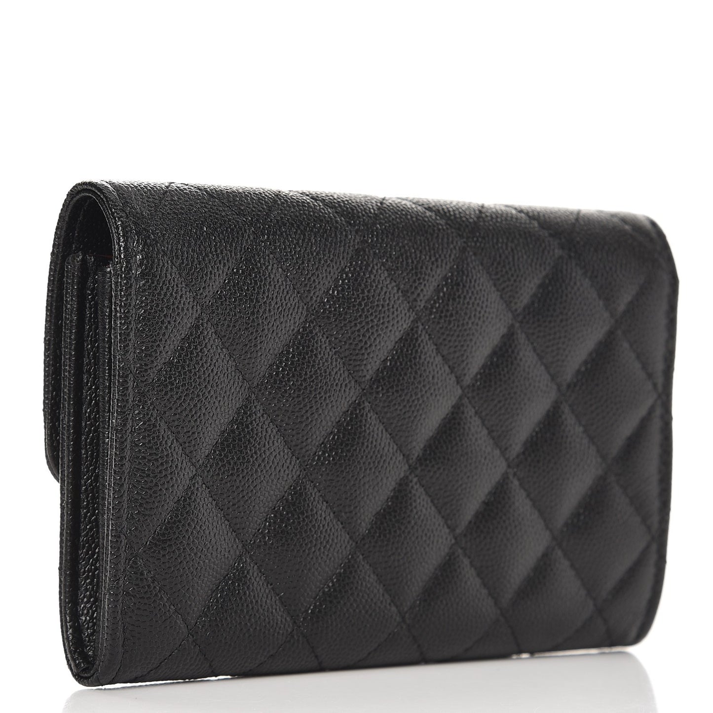 Caviar Quilted Medium Flap Wallet Black