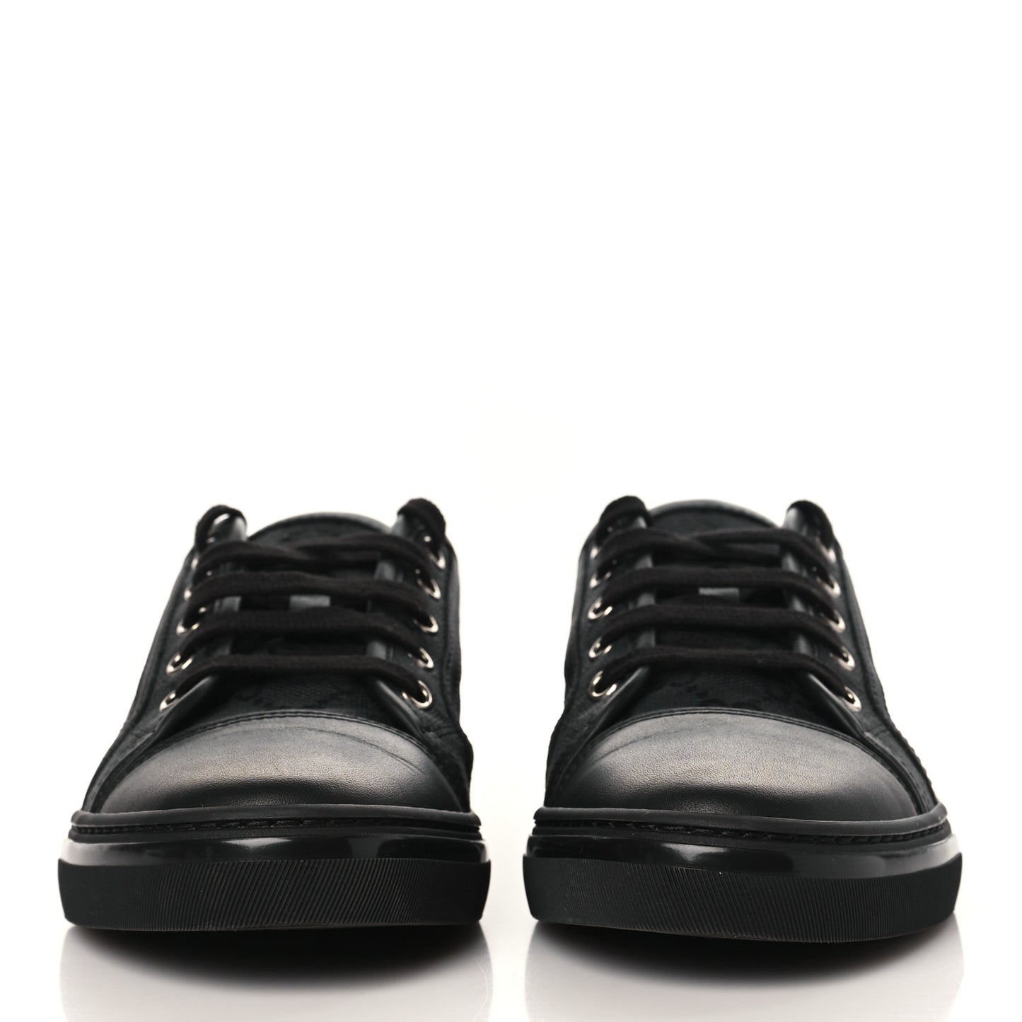 GG Monogram Calfskin Womens Low Top Sneakers 37.5 Piombo Black