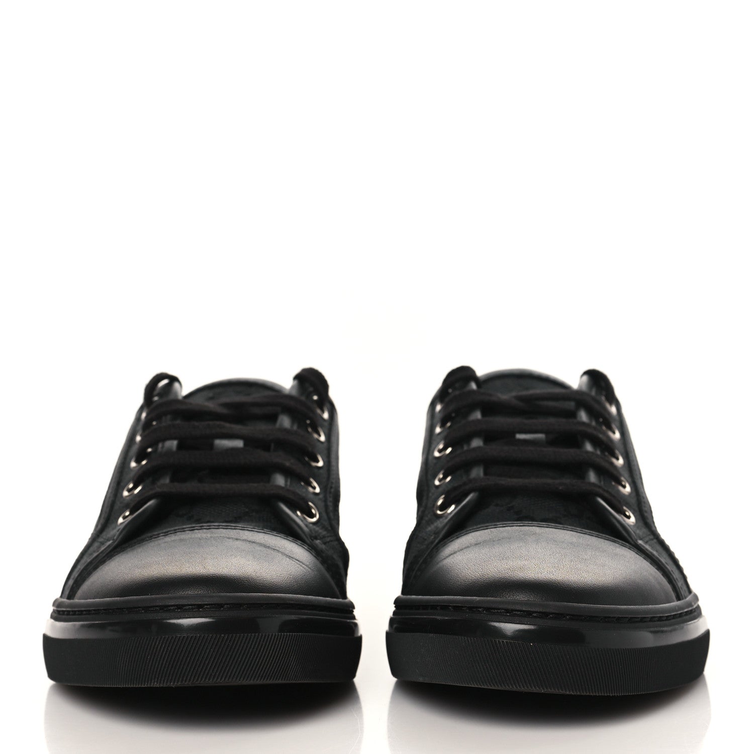 Gucci GG Monogram Calfskin Womens Low Top Sneakers 37.5 Piombo Black 2 of 9