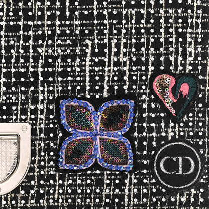 Christian Dior Tweed Embellished Diorama Flap Bag Black White 7 of 13