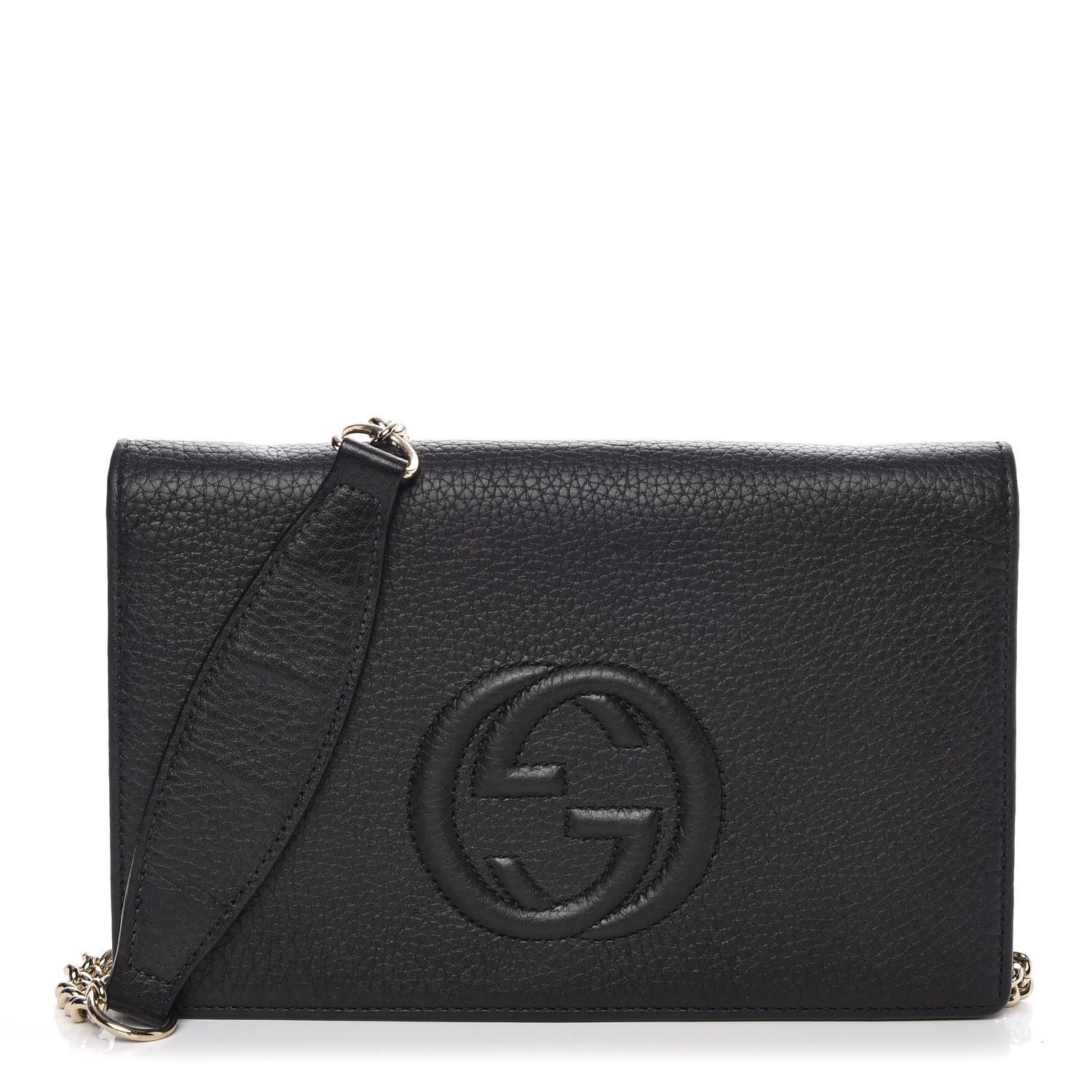 Gucci Pebbled Calfskin Soho Wallet on Chain Black 1 of 11