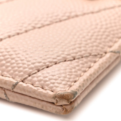 Saint Laurent Grain De Poudre Matelasse Chevron Monogram Credit Card Case Pale Pink 8 of 11