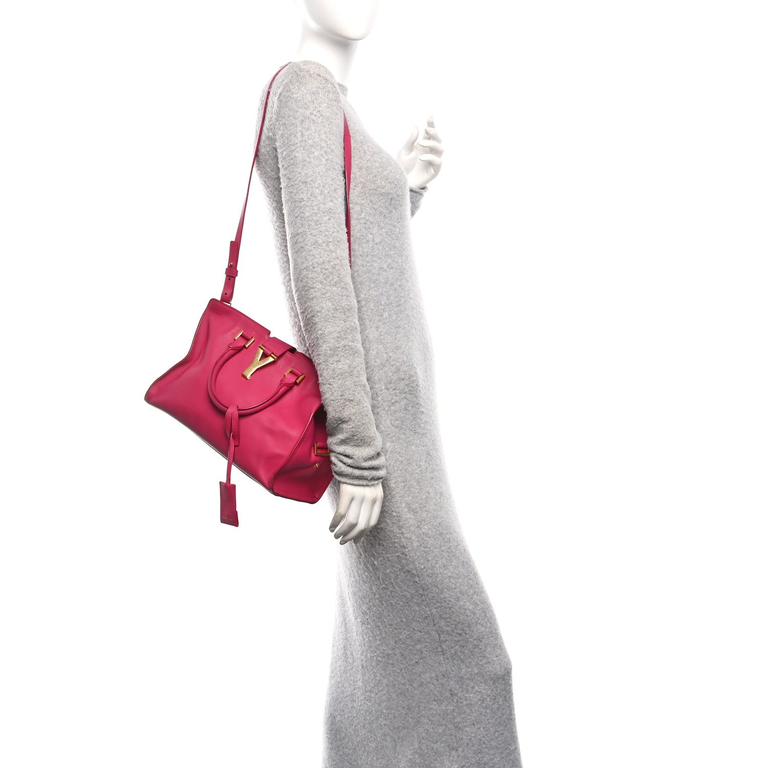 Saint Laurent Calfskin Small Classic Y Cabas Fuchsia 2 of 14