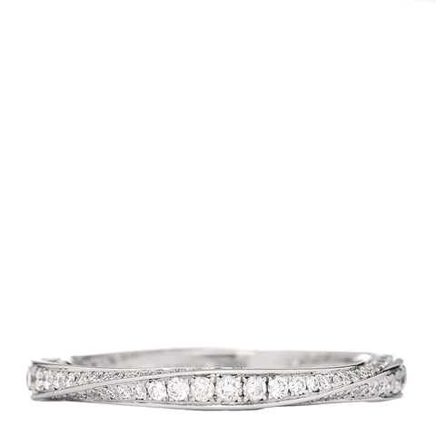 18K White Gold Diamond Spiral Pave Band Ring 50 5.5