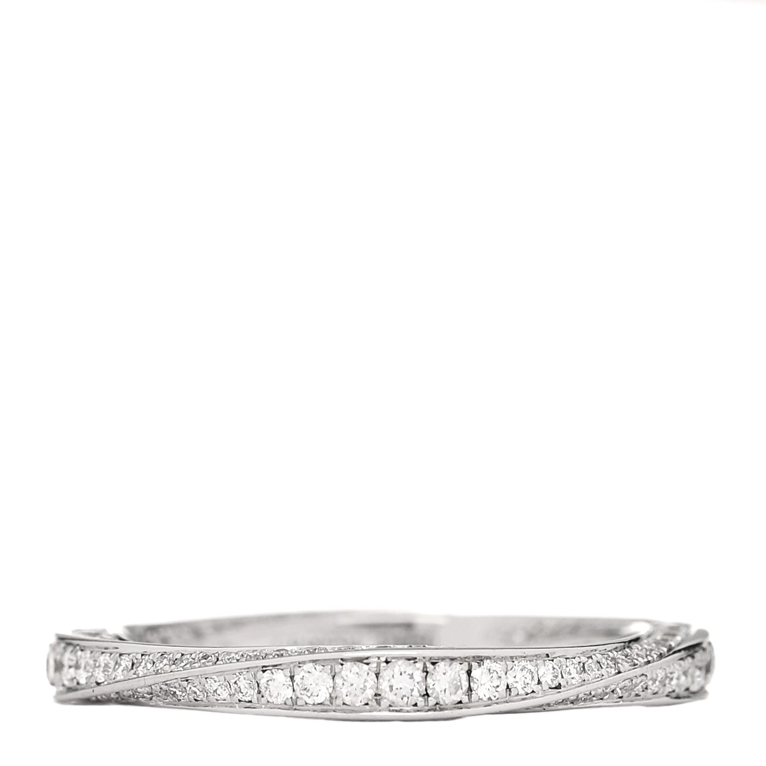 Graff 18K White Gold Diamond Spiral Pave Band Ring 50 5.5 1 of 6