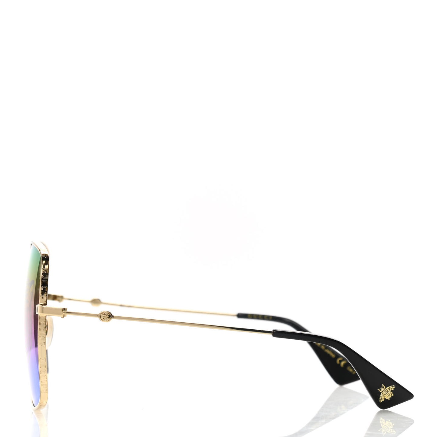 Metal Rectangular Frame Tiger Print Sunglasses GG0414S Gold