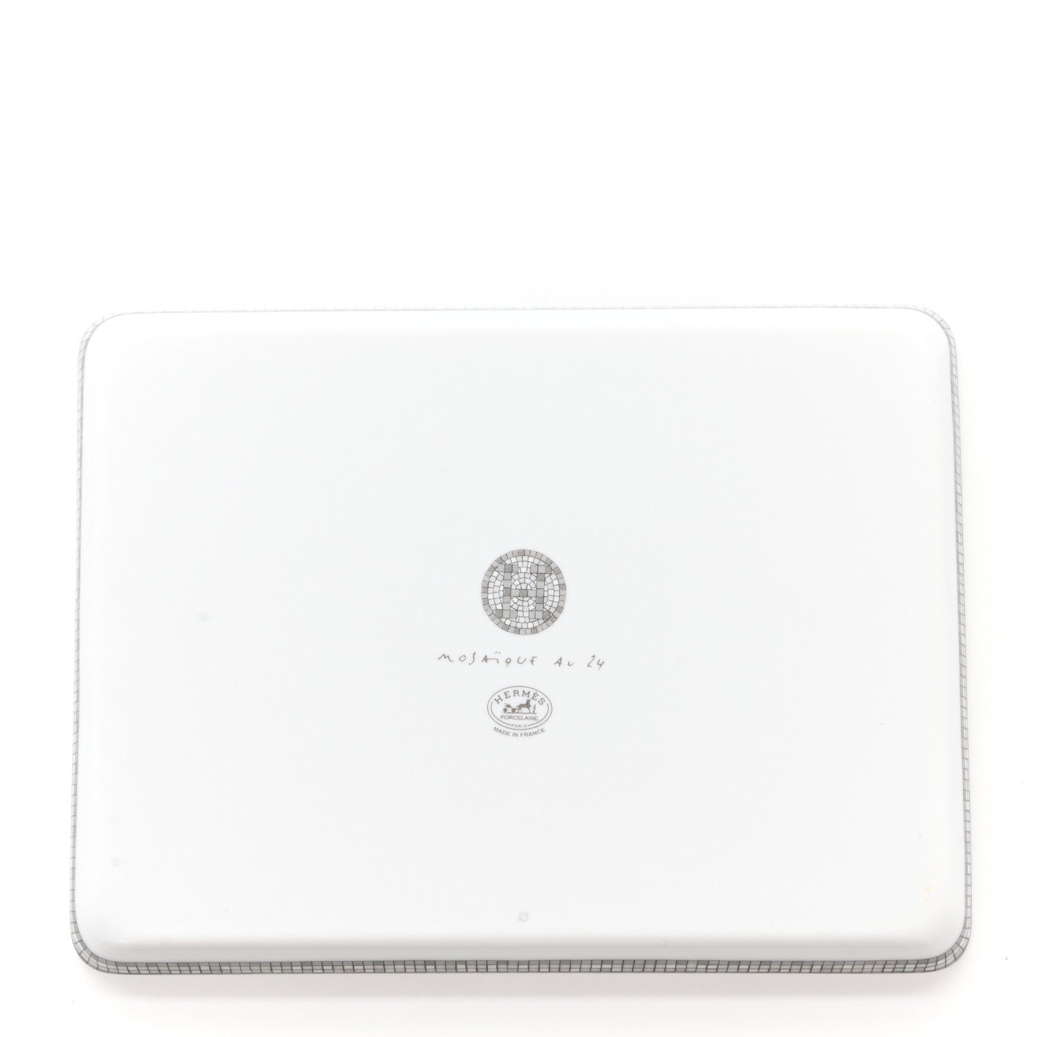 Hermes Porcelain Mosaique Au 24 Sushi Plate Platine 3 of 6