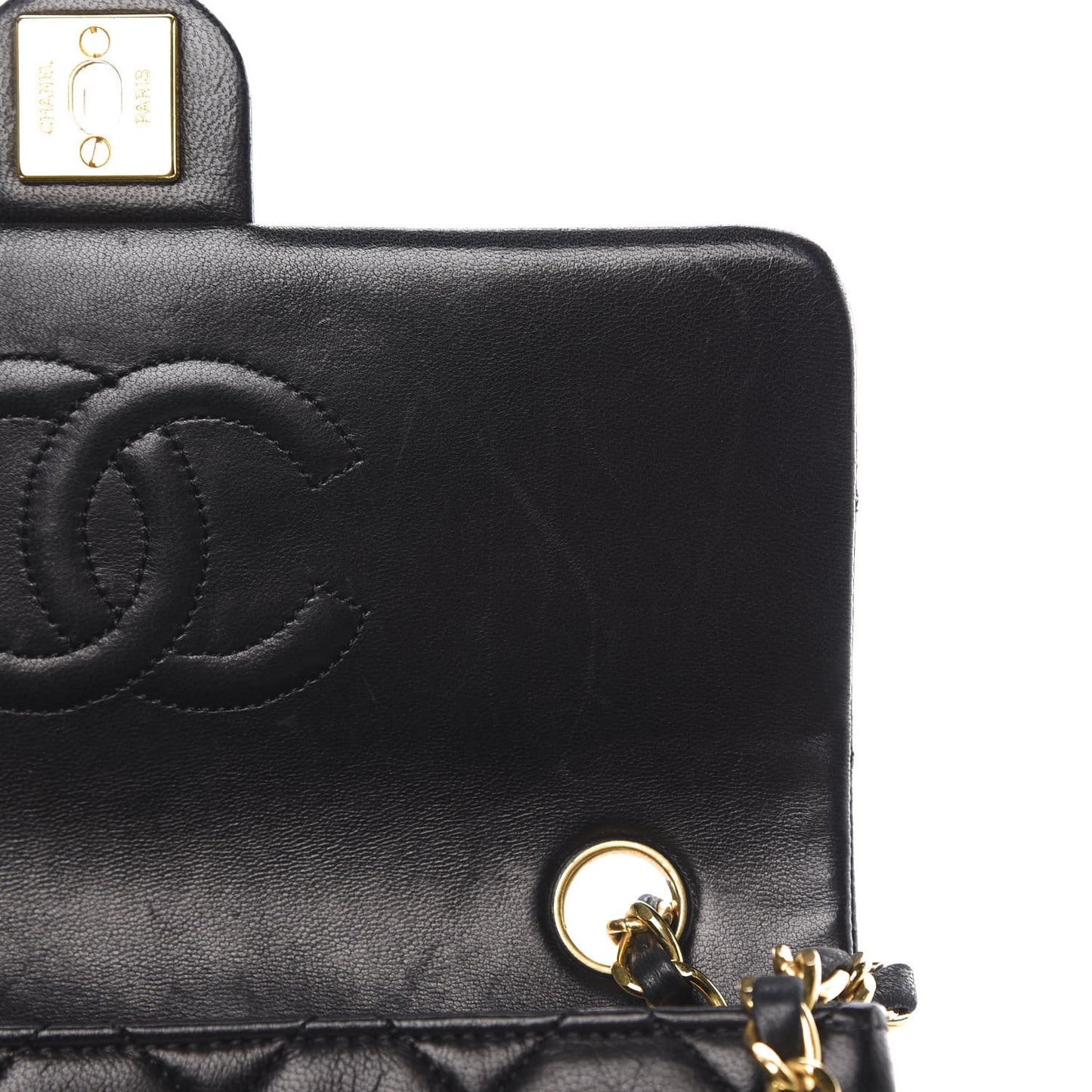 Lambskin Quilted Mini Square Flap Black