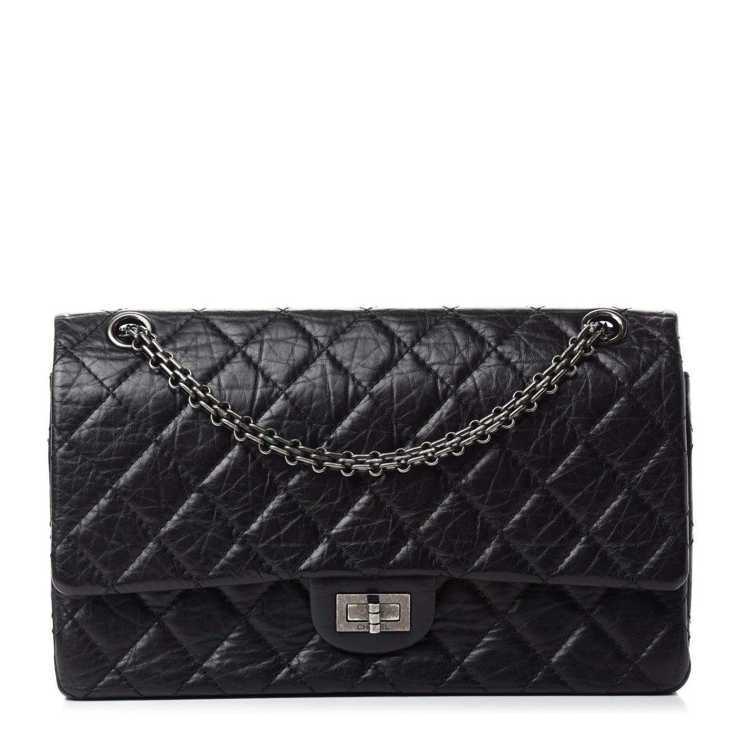 Aged Calfskin Quilted 2.55 Reissue 226 Flap Black