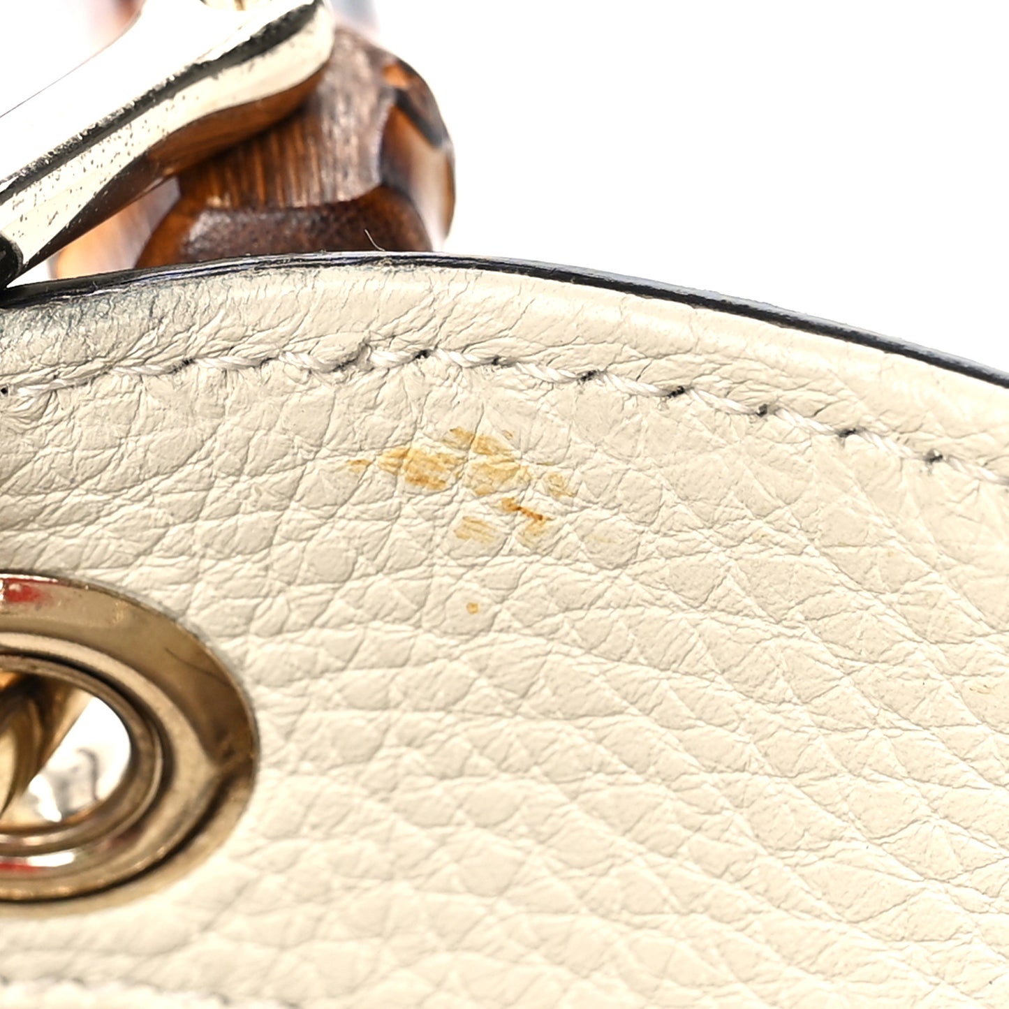 Pebbled Calfskin Medium Bamboo Shopper Tote Off White