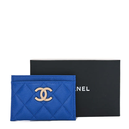 Chanel Caviar Quilted Studded CC Card Holder Blue 10 of 10