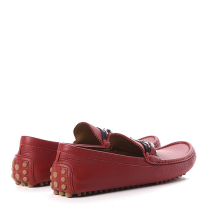 Gucci Calfskin Mens Horsebit Web Driver Loafers 11 Rosso 4 of 11