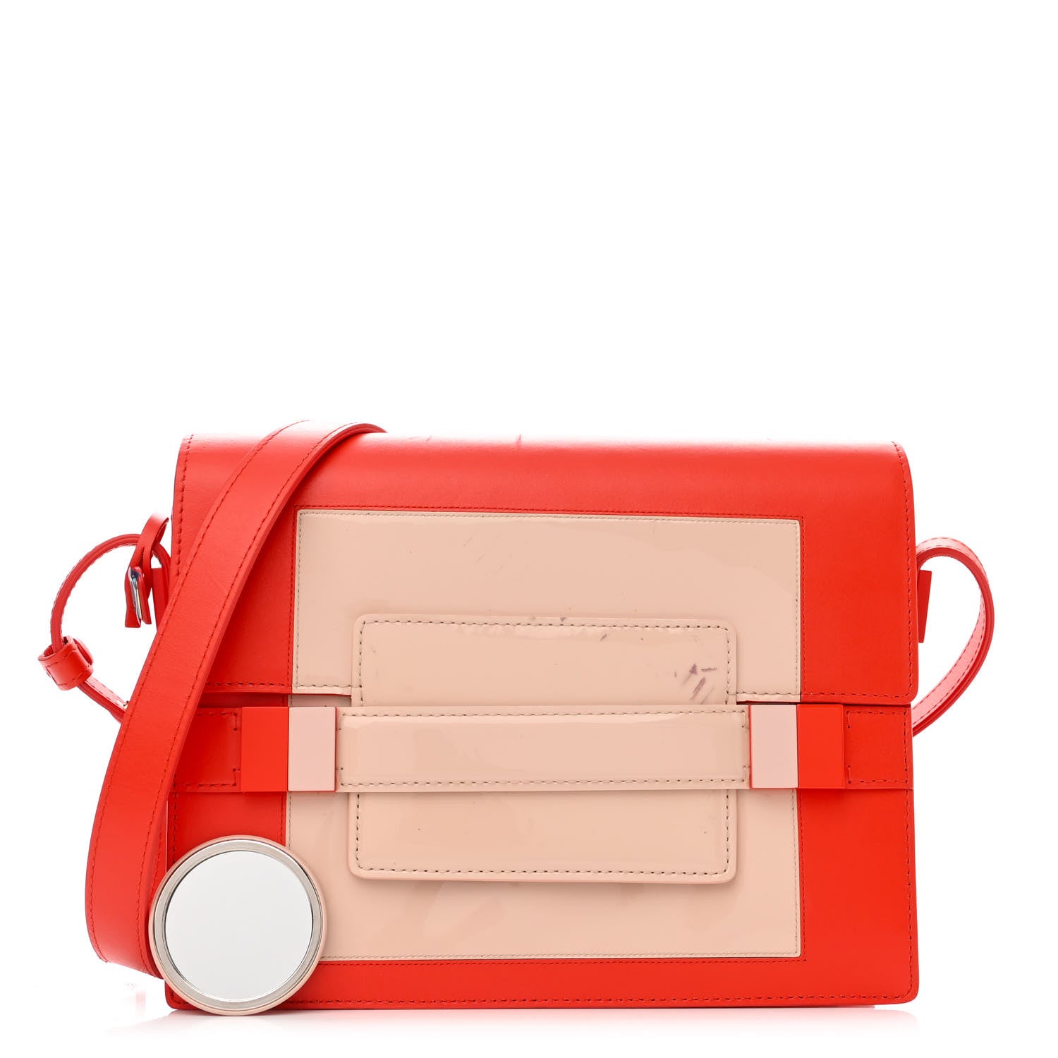 Delvaux Patent Calfskin PM Madame Shoulder Bag Red Nude 1 of 12