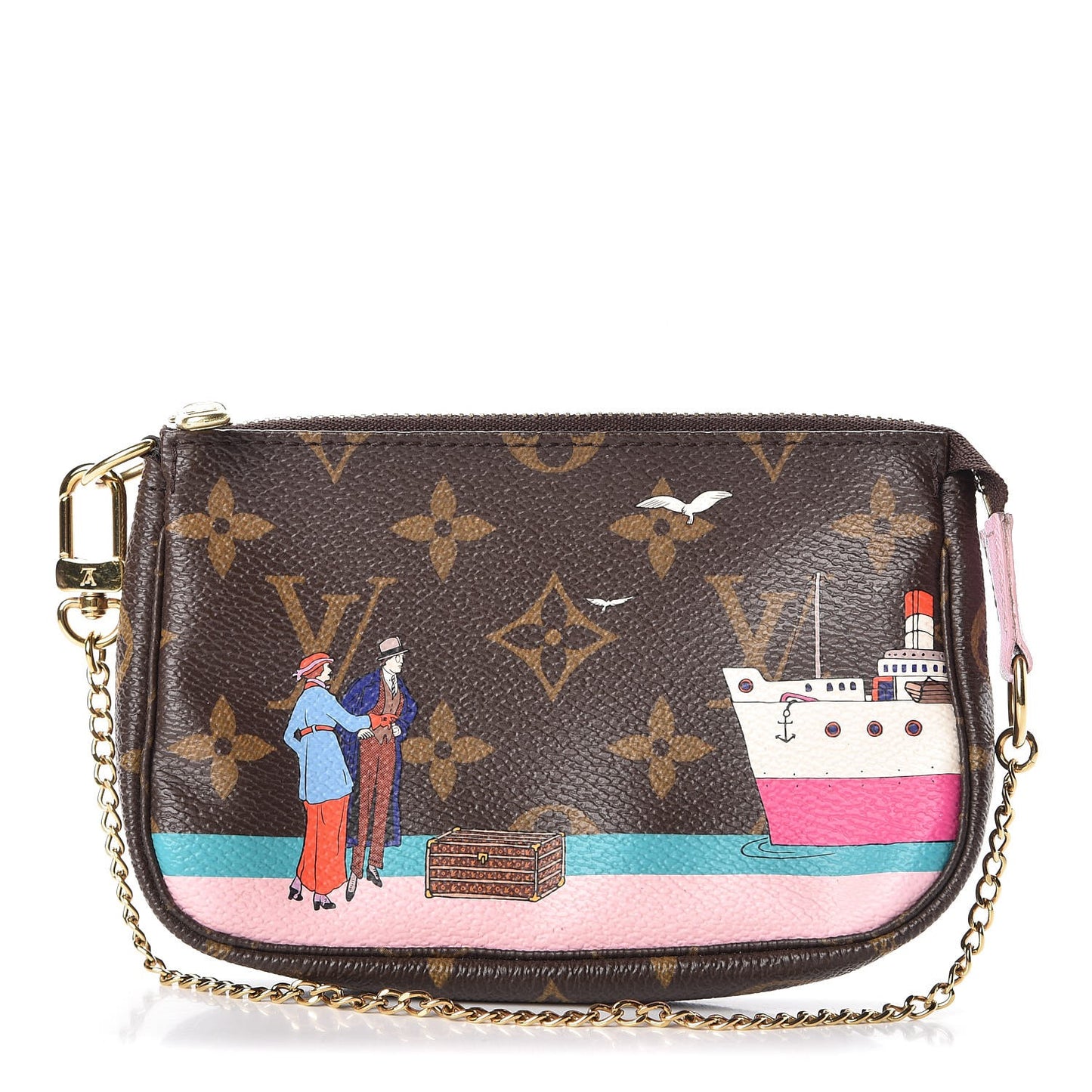 Monogram 2016 Christmas Animation Mini Pochette Accessories Rose Ballerine